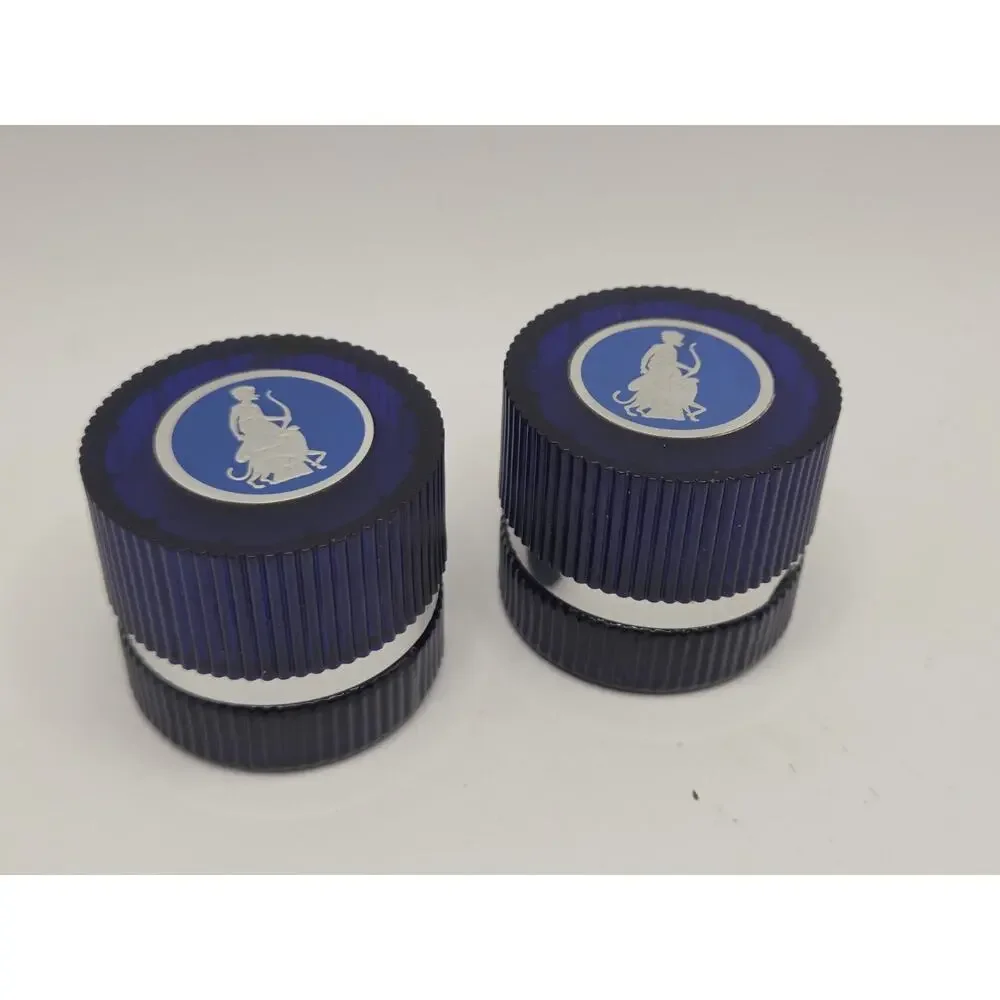 Lot Of 2 Moonwind Cobalt Blue Cream Sachet Vintage Jar by Avon. EMPTY